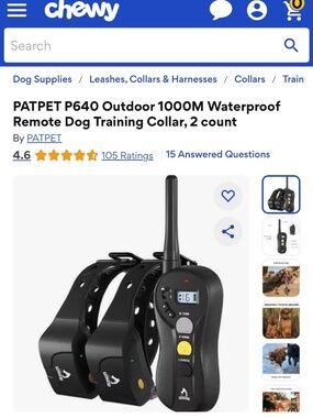 PatPet 640 waterproof remote dog training collar. 1000M.